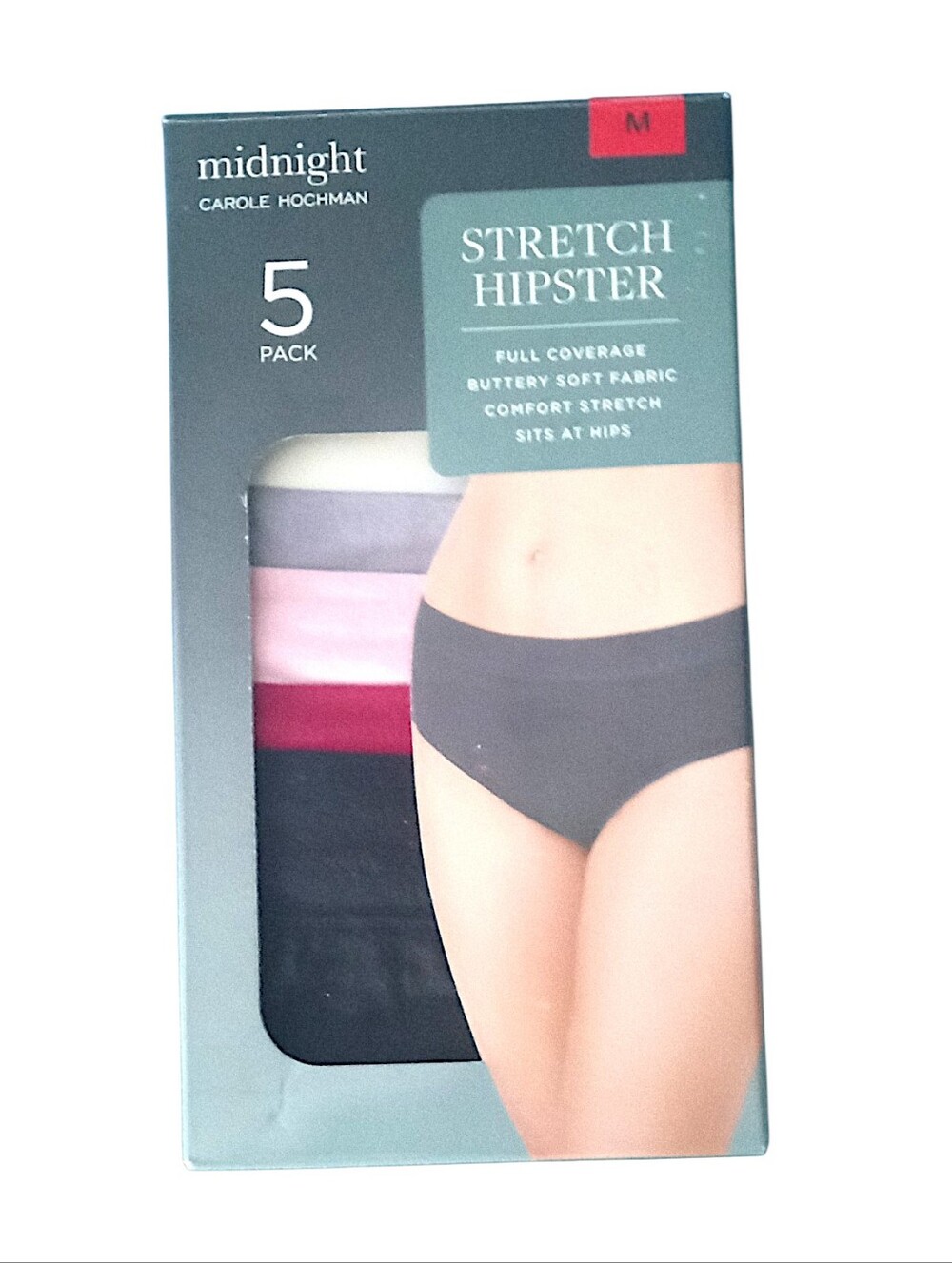 New Midnight Carole Hochman 5-Pack Stretch Hipster Panties Size Medium